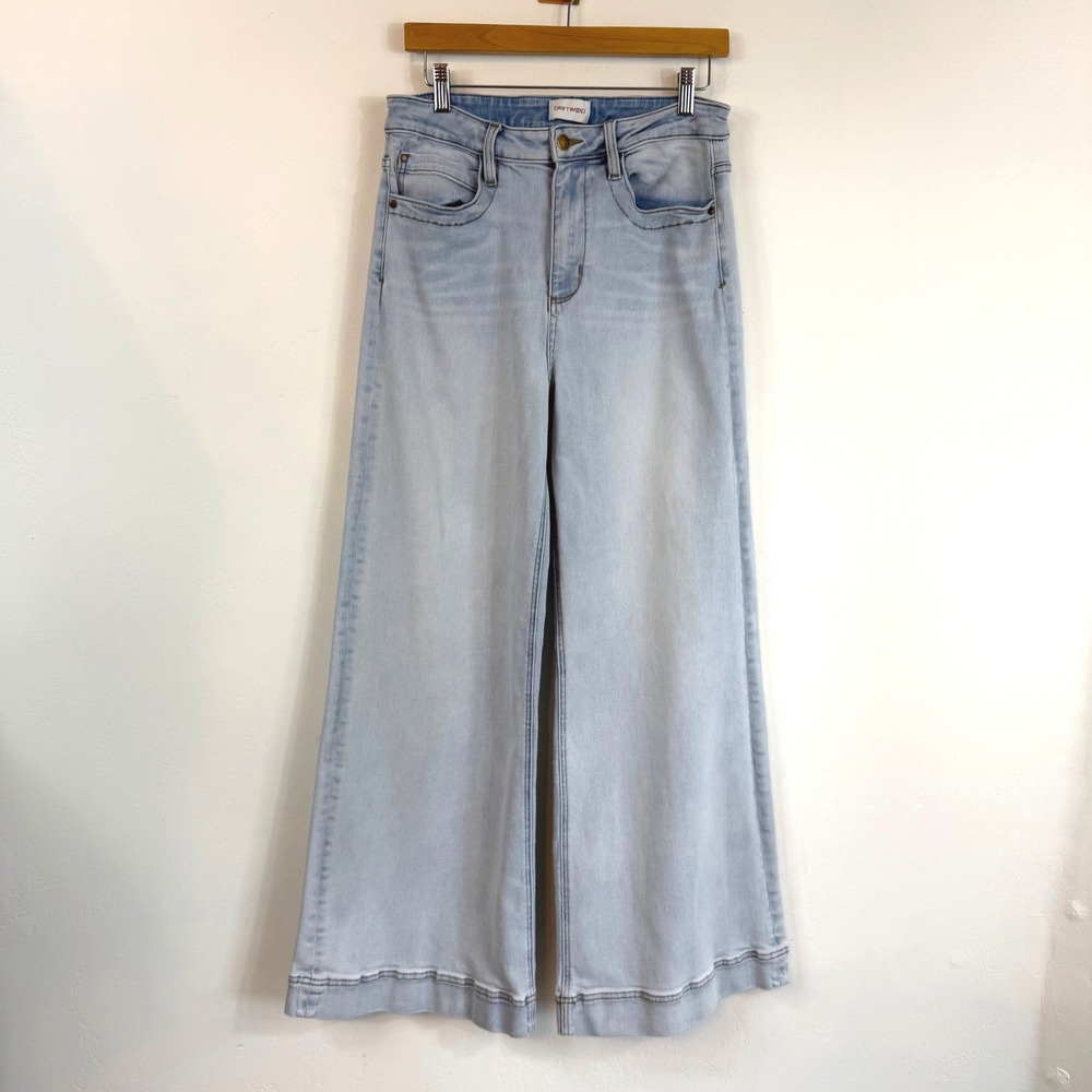 Driftwood Martha Wide Leg Jeans 29 Light Wash High Rise Stretch Denim Minimalist